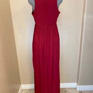 Sleeveless Racerback Loose Maxi Dress w/Pockets